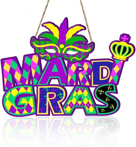 Mardi Gras Party Decorations Hanging Sign Mardi Gras