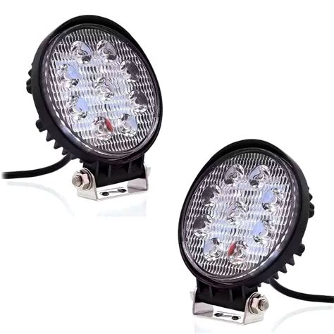 4 Farol De Milha Led Redondo 27w 12v 24v Carro Jeep Troller R 97 80