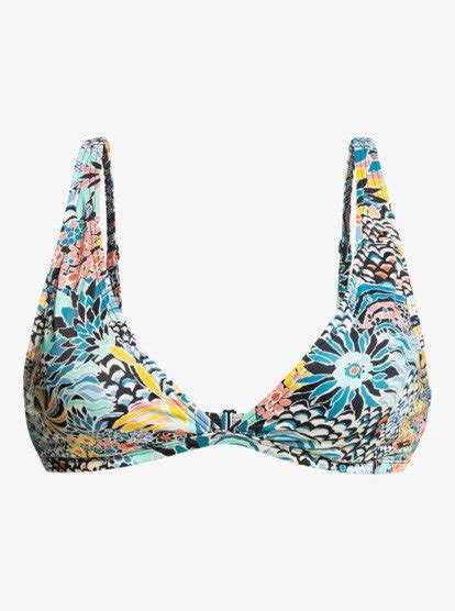 Marine Bloom Elongated Tri Bikini Top For Women Roxy