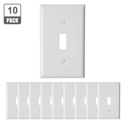 Energetic Lighting 1 Gang White Toggle Light Switch Plastic Wall Plate 10 Pack Ewp Tsw 10p