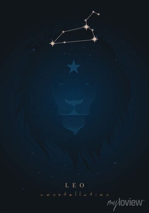 Poster Zodiac Sign And Constellation On Starry Cosmos Dark Background