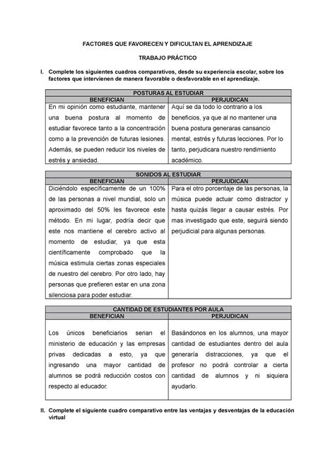 Ficha Pr Ctica Espero Les Sirva Factores Que Favorecen Y