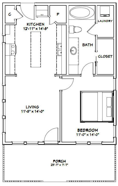 24x30 House 1-bedroom 1-bath 768 Sq Ft PDF Floor Plan - Etsy