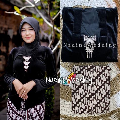 Jual Set Kebaya Bludru Jarik Wiru Instan Motif Lereng Tanggung