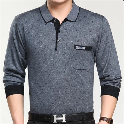 Buy Men Casual Style Turn Down Collar Full Sleeve T