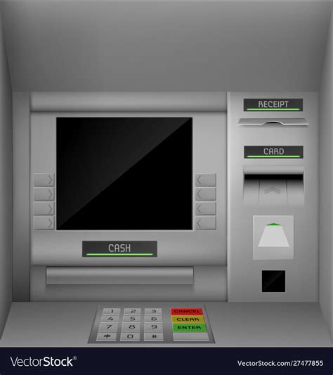 Atm Screen Automated Teller Machine Monitor Vector Image