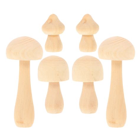 6 Pcs Holz Bemalte Pilzverzierung Kind Spielzeug Für Kinder Spielzeuge