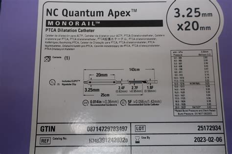 New BOSTON SCIENTIFIC 391242032 NC Quantum Apex Monorail PTCA