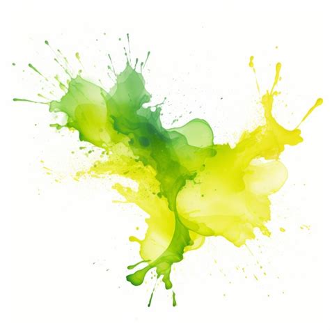 Premium Photo Vibrant Green And Yellow Watercolor Splash On White