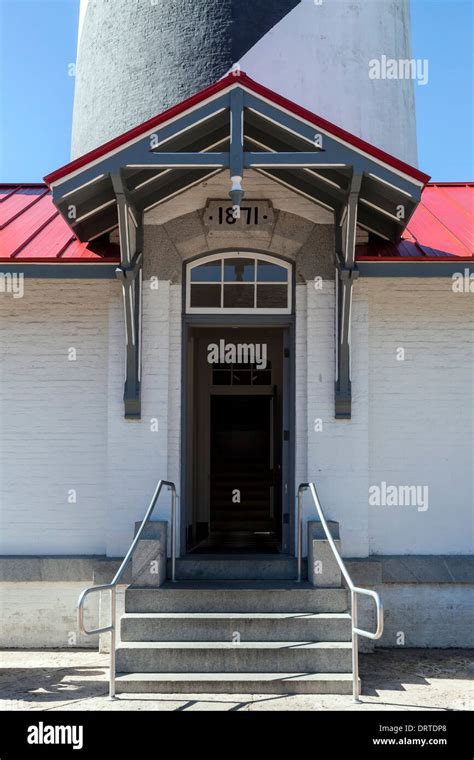 Entry, St. Augustine lighthouse built on Anastasia Island in 1874, designed by Paul J. Pelz ...