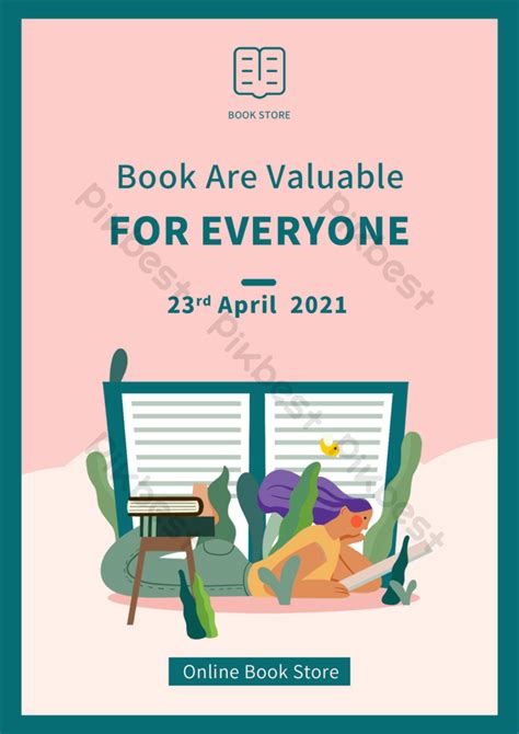 Pink World Library Day Copyright Day Illustration Flyer Psd Free