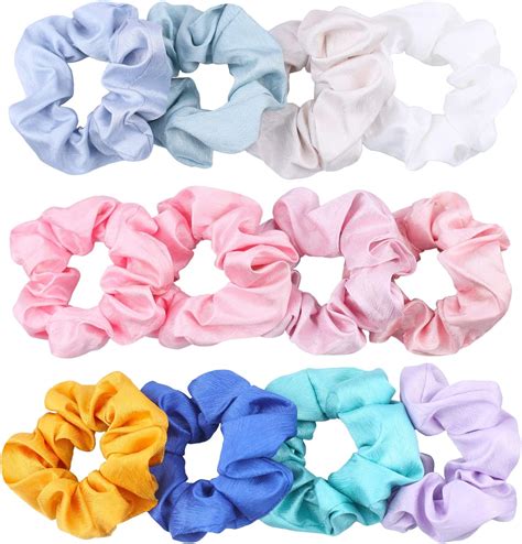 Amazon Pieces Satin Scrunchies Hair Ties Silky Small Elastic