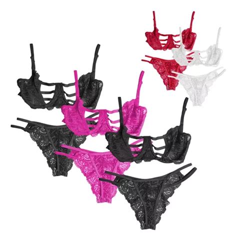 Conjunto Lingerie Sexy Kit Sutiã Aro Calcinha Rendada Frete grátis