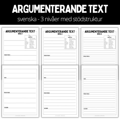 Argumenterande Text Mall Niv Er Med St Dstruktur Teach Academy