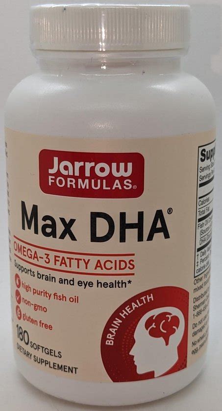 Max DHA, Hoog Geconcentreerde Omega-3 (180 Softgels) - Jarrow Formulas ...