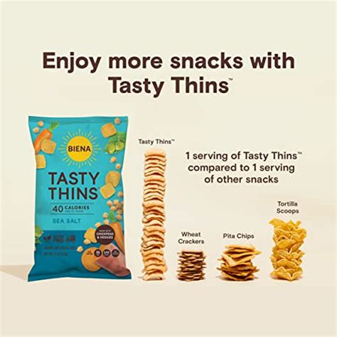 Biena Tasty Thins Chickpea Veggie Chips Sea Salt Pack Oz Bags