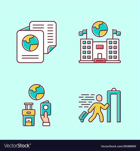 Immigration Color Icons Set Embassy And Consulate Vector Image