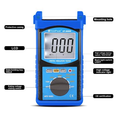 HoldPeak HP-6688B High Quality Digital 5000V 1999 Auto Range Insulation ...