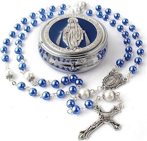 Hanlincc Mm Glass Pearl Beads Rosary