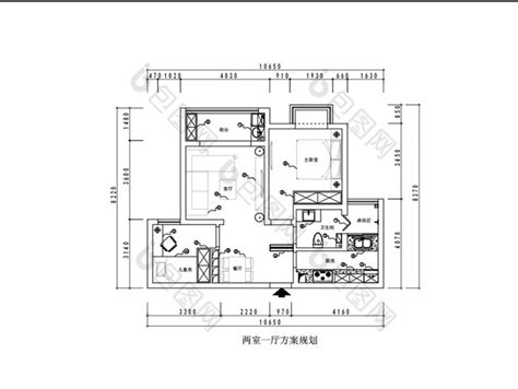 现代家居两室一厅cad平面图纸 包图网