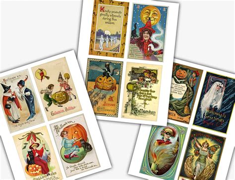 Vintage Halloween Postcards Printable Set 1 Instant Download - Etsy