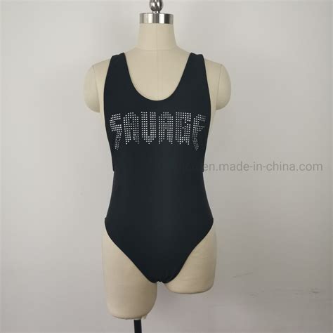Classical Pure Color Sexy Women One Piece Swimsuit With Diamond Beachwear And Bikini Price