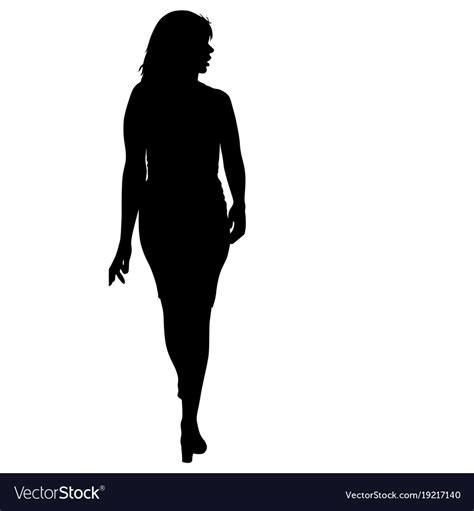 Black Silhouette Woman Standing People On White Vector Image