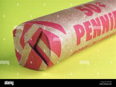 Roll Of Pennies Stock Photo Alamy