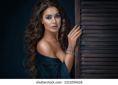 Sensual Brunette Woman Posing Looking Away Stock Photo 1311059618 Shutterstock