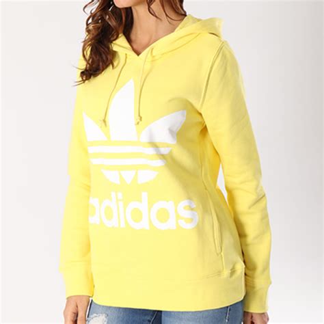 Adidas Originals Sweat Capuche Femme Trefoil Ce2413 Jaune