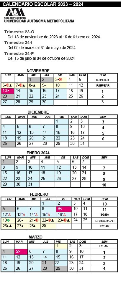 Calendario Escolar Universidad Autónoma Metropolitana