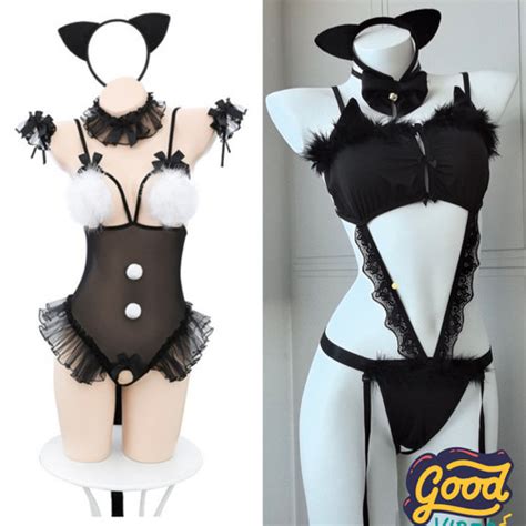 Promo Set Lingerie Seksi Cosplay Catwoman Open Crotch Costume Hot Binal Sexy Varian B