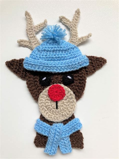 Rudolph Head Crochet Applique Pattern Instant Pdf Download Etsy Uk