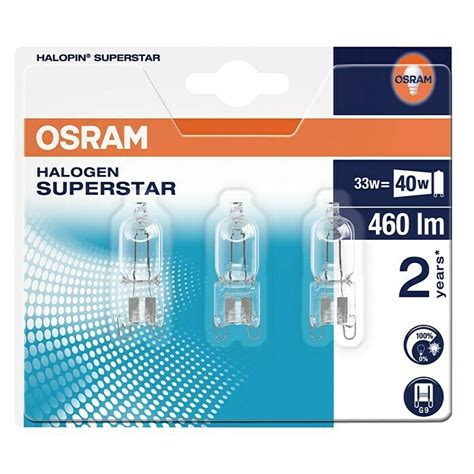 Osram Halogenstiftsockel Halopin ECO Superstar 33 W G9 3 Stk