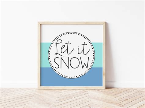 Frozen Blue Let It Snow Printable Wall Art Color Blocked - Etsy