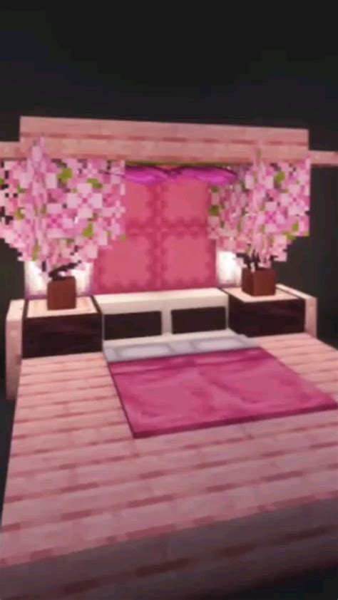 Cherryblossom Bed Minecraft Idea In 2024 Bed Minecraft Ideas Minecraft Bedding Room