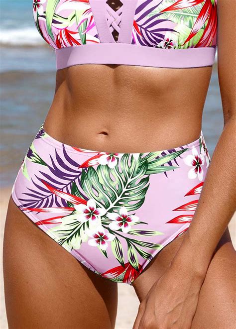 Random Floral Print Criss Cross Bikini Top Rosewe Usd