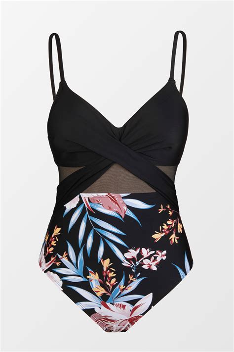 Greenland Aurora Mesh Cutout Wrap Front One Piece Swimsuit-Cupshe UK
