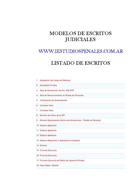 Modelos De Escritos Judiciales Pdf