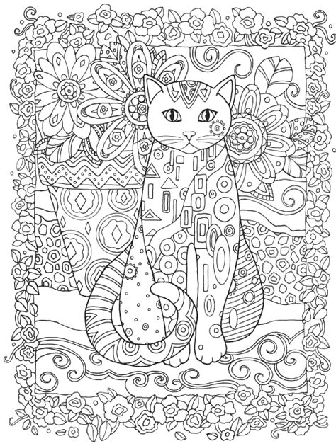Кошка с цветами - Животные - Раскраски антистресс