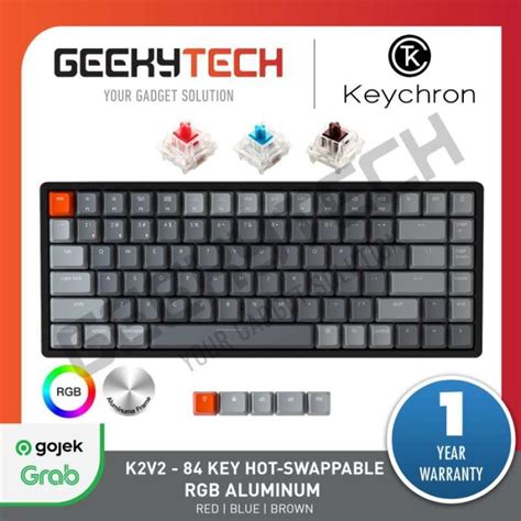 Jual SALE Keychron K2 V2 84 Hot Swappable RGB Backlight Aluminium Frame Red Switch Di