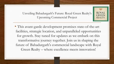 PPT Unveiling Bahadurgarh S Future Royal Green Realty S Upcoming