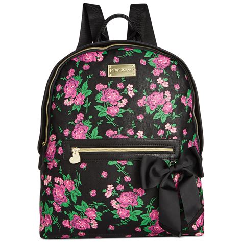 Betsey Johnson Quilted Backpack In Floral Black Floral Lyst