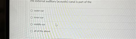 Solved The external auditory (acoustic) ﻿canal is part of | Chegg.com 