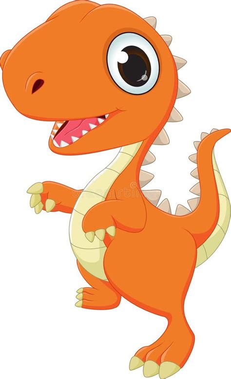 Vector Cute Cartoon Orange Dinosaur Isolated Stock Illustrations 438