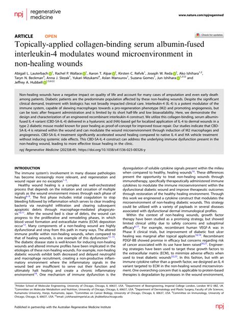 Pdf Topically Applied Collagen Binding Serum Albumin Fused