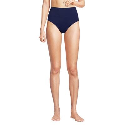 Lands End Women S Chlorine Resistant Pinchless High Waisted Bikini Bottoms Deep Sea Navy