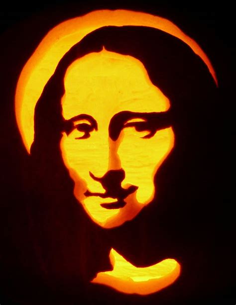 Carved Pumpkin- Mona Lisa. Pattern by pumpkinglow.com | Scary halloween ...