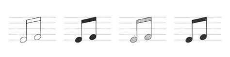 Music notes. Two eighth notes. Hand-drawn musical symbols in various ...