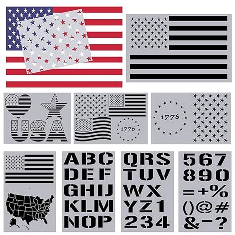 Mosaiz American Flag Star Stencil Template - 9 Pcs Reusable Patriotic ...